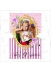 Kız Çocuk Doğumgünü Afişi Lila Pembe Renk Gold Çerçeve Resimli Tema