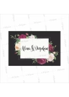 Mor Krem Çiçek Konsept Siyah Zeminli Söz Nişan Nikah Düğün Amerikan Servis Kağıtı