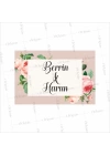 Pembe Çiçek Çerçeveli Soft Zeminli Söz Nişan Nikah Düğün Amerikan Servis Kağıt