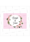 Pembe Soft Zeminli Pembe Çiçek Çerçeve Temalı Söz Nişan Nikah Amerikan Servis Kağıtı