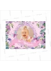 Pembe Zemin Lila Çiçek Konsept Resimli 1 Yaş Doğumgünü Afişi