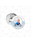 Resimli 1 Yaş Doğumgünü Açacak Magneti Mavi Gümüş Renk Tema