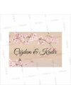 Söz Nişan Nikah Düğün Amerikan Servis Kağıtı Vintage Zeminli Pembe Çiçekler Temalı