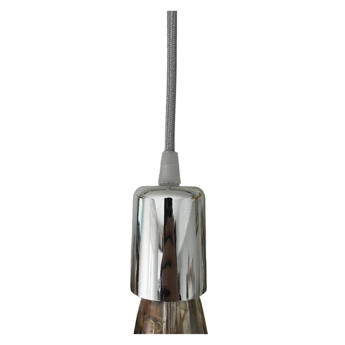 Sarkıt Lale Duy - KUMAŞ KABLO - (Gümüş Renk) (AMPUL DAHİL DEĞİLDİR) 70cm Plastik