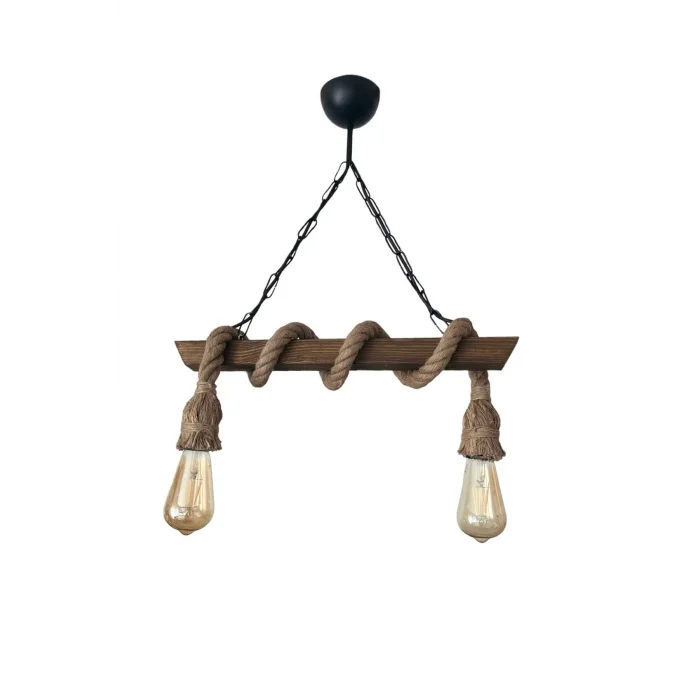 25mm Jüt Hasır İpli Rustik Ahşap Avize