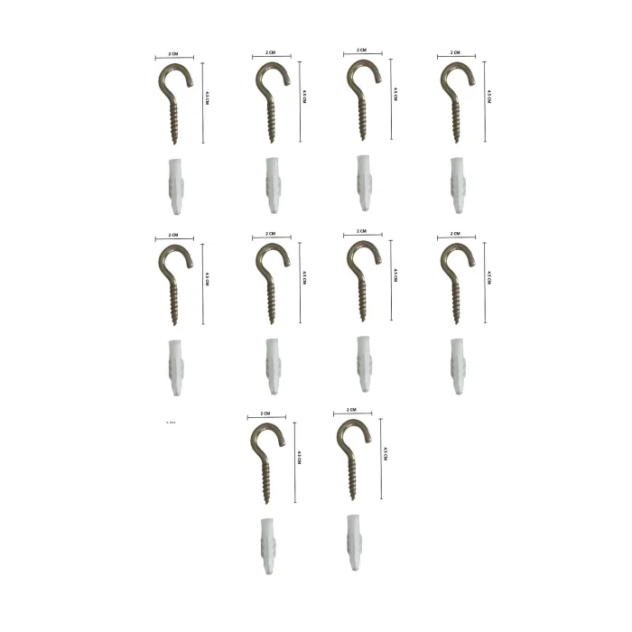 Piton Kanca Açık 20x80 (Boyut 20mm* 45mm) (Avize Tavan Bağlantısı, File Gerdirme vs. için) 10 adet