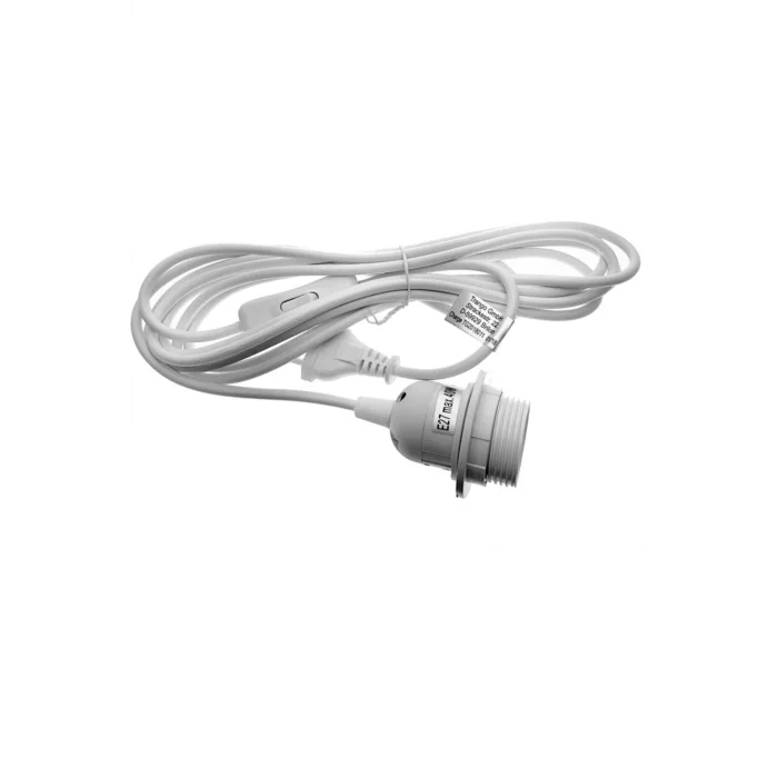 Kablolu Duy Fiş E27 Yarım Dişli Aç Kapa Anahtarlı 2 Metre Beyaz 1657