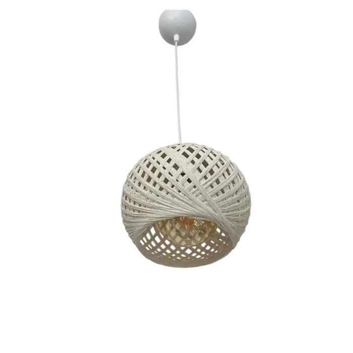 Sarkıt İp Top Avize 20cm Başlık (70cm Kablo) EKRU