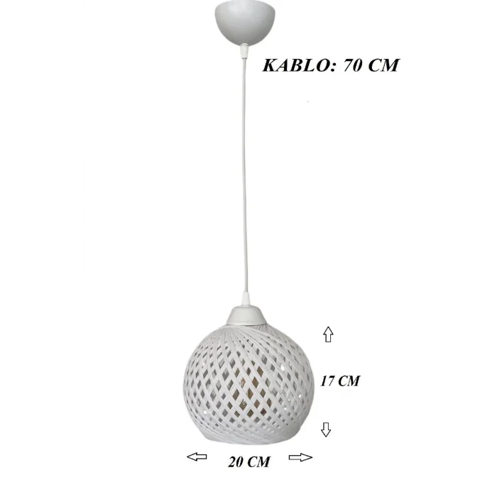 Sarkıt İp Top Avize 20cm Başlık (70cm Kablo) BEYAZ