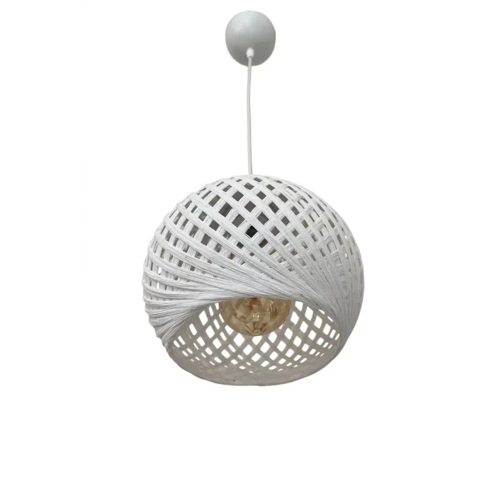 Sarkıt İp Top Avize 20cm Başlık (70cm Kablo) BEYAZ