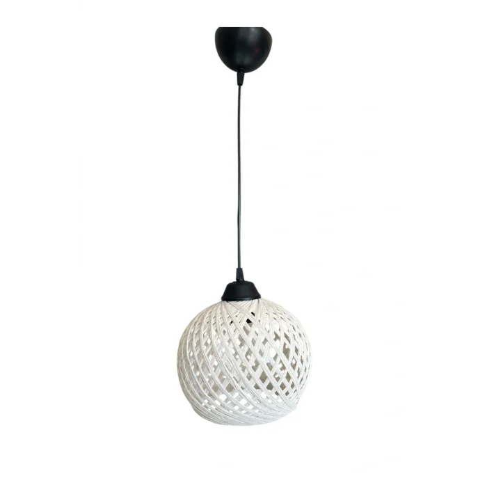 Sarkıt Ip Top Avize 20cm Başlık - Ekru Top (70CM Siyah KABLO)