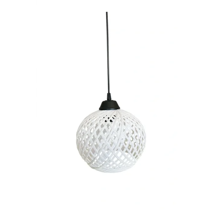 Sarkıt Ip Top Avize 20cm Başlık - Beyaz Top (70CM SİYAH KABLO)