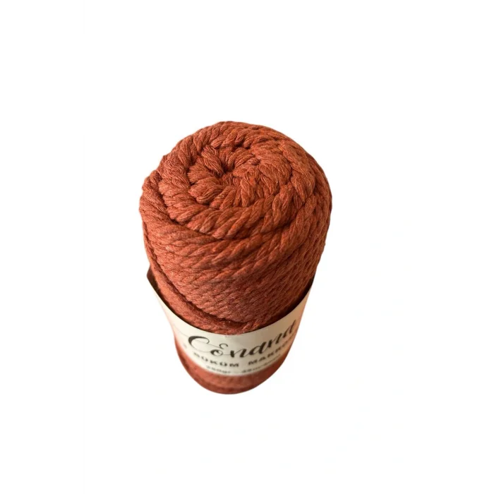 3 Büküm 4mm Makrome İpi (250gr-45m) Pamuk (1 Adet) KİREMİT