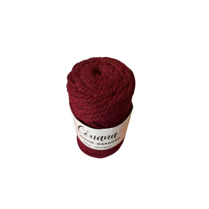3 Büküm 4mm Makrome İpi (250gr-45m) Pamuk (1 Adet) BORDO