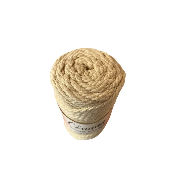 3 Büküm 4mm Makrome İpi (250gr-45m) Pamuk (1 Adet) EKRU