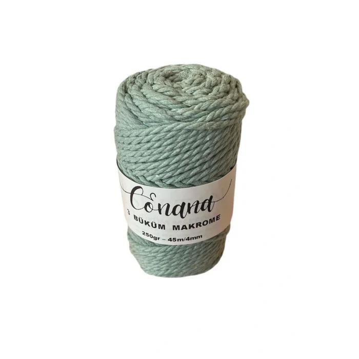 3 Büküm 4mm Makrome İpi (250gr-45m) Pamuk (1 Adet) KÜF YEŞİLİ