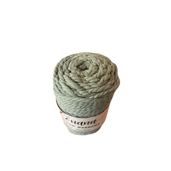 3 Büküm 4mm Makrome İpi (250gr-45m) Pamuk (1 Adet) KÜF YEŞİLİ