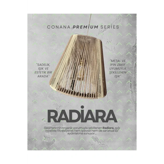 Radiara - Makrome Avize - Bej-Ekru, Metal İskelet