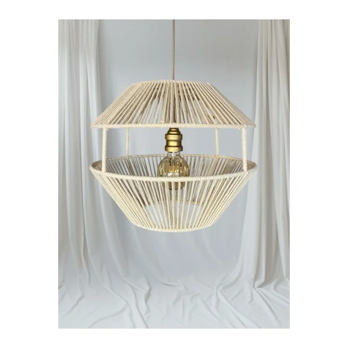 Filara - Makrome Avize - Ekru, Metal İskelet