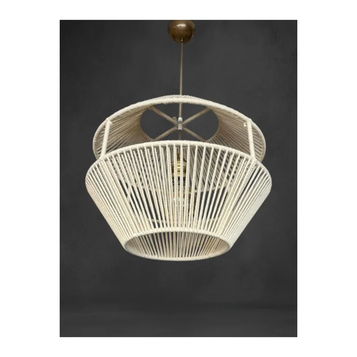 Filara - Makrome Avize - Ekru, Metal İskelet