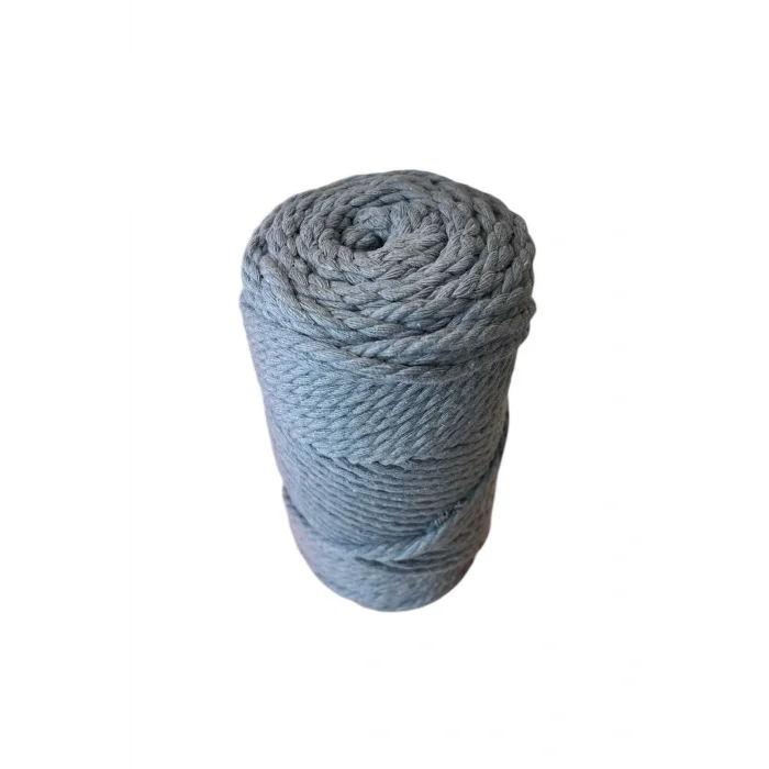 3 Büküm 4mm Makrome İpi (250gr-45m) Pamuk (1 Adet) BEBE MAVİ