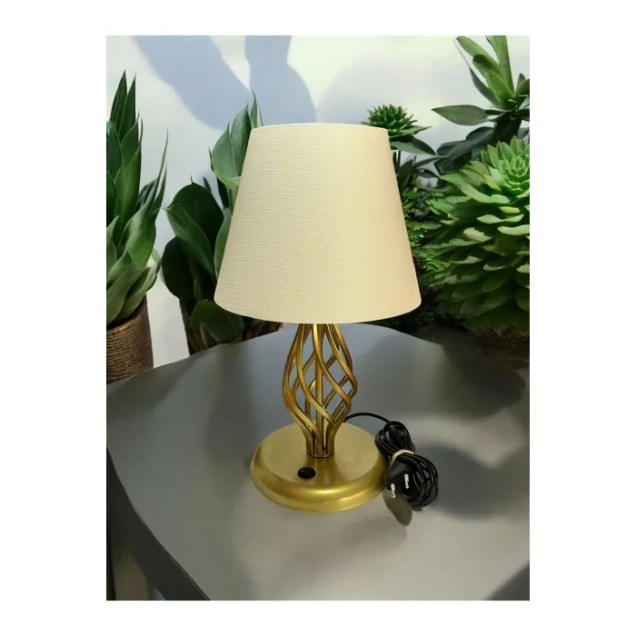 Modern Tasarım Metal Abajur (22 Cm Ekru Pvc Başlık)