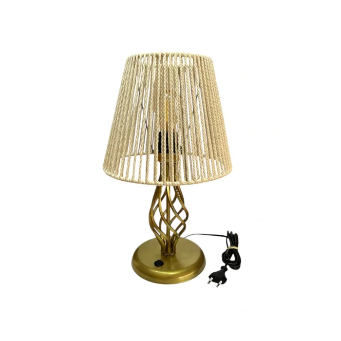 Modern Tasarım Metal Abajur (25 Cm Ekru Makrome Başlık)