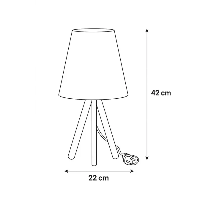 Üç Ayak Ahşap Abajur (22 Cm Pvc Ekru Başlık)