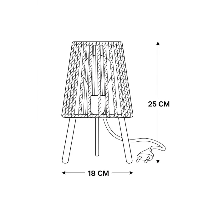 Makrome İpli Metal Masa ve Gece Lambası (Kare Konik - Kiremit)