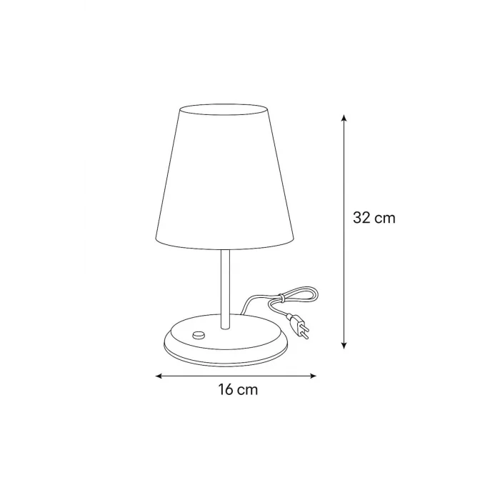Lyris - Pvc Abajur, Mini Masa Lambası Ekru Başlık, Gold Ayak)