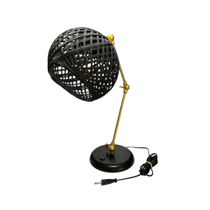 3 Nokta Hareketli Mafsallı Masa Lambası (Gold Kol, Siyah Başlık)