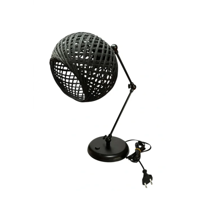 3 Nokta Hareketli Mafsallı Masa Lambası (Siyah Kol, Siyah Başlık)