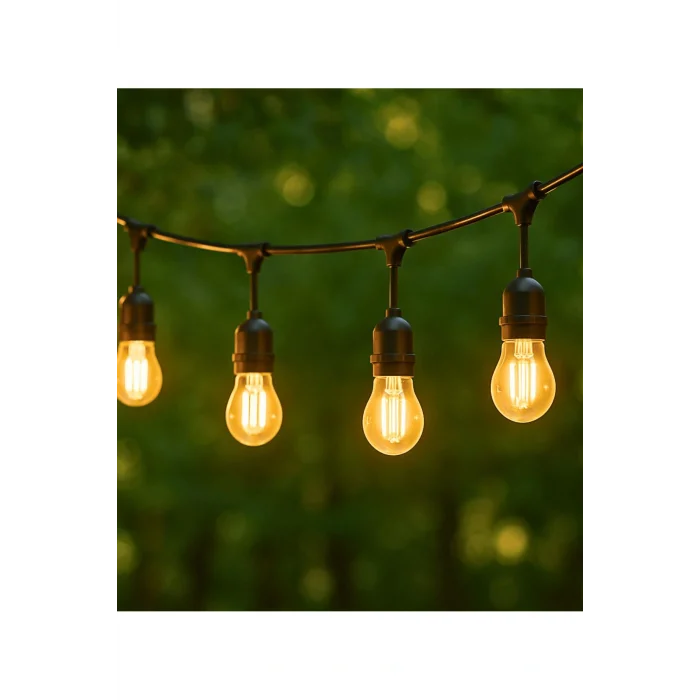 Sıralı Bahçe Duyu 5 Metre Kablolu 5 Duy E27 Su Geçirmez Dış Mekan, Eklenebilir Fişli Kullanıma Hazır