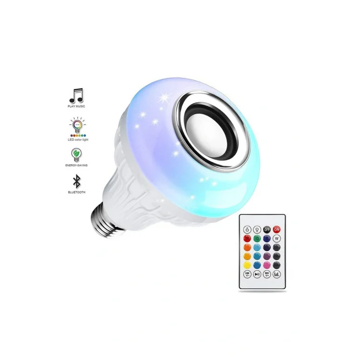 RGB Bluetooth Hoparlörlü Led Ampul 500 Lümen E27 Kumandalı