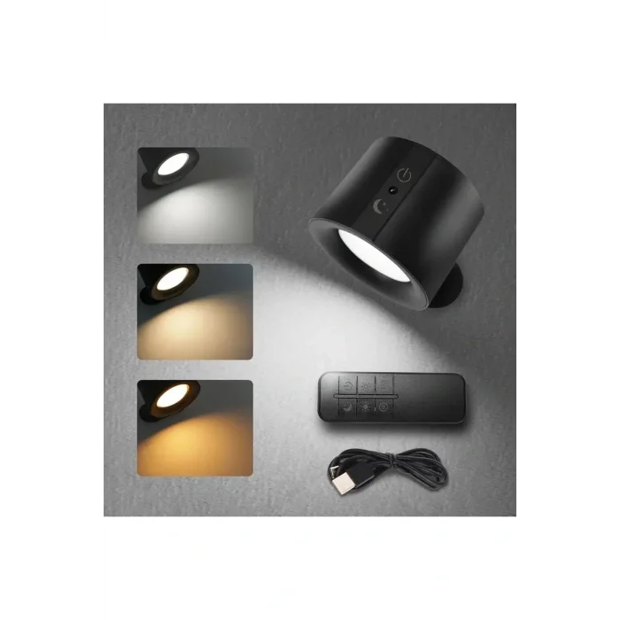 Çift Yönlü Led Aplik (Usb Type C Şarjlı) 3 Mod Renkli, Dimmerli, Kumandalı