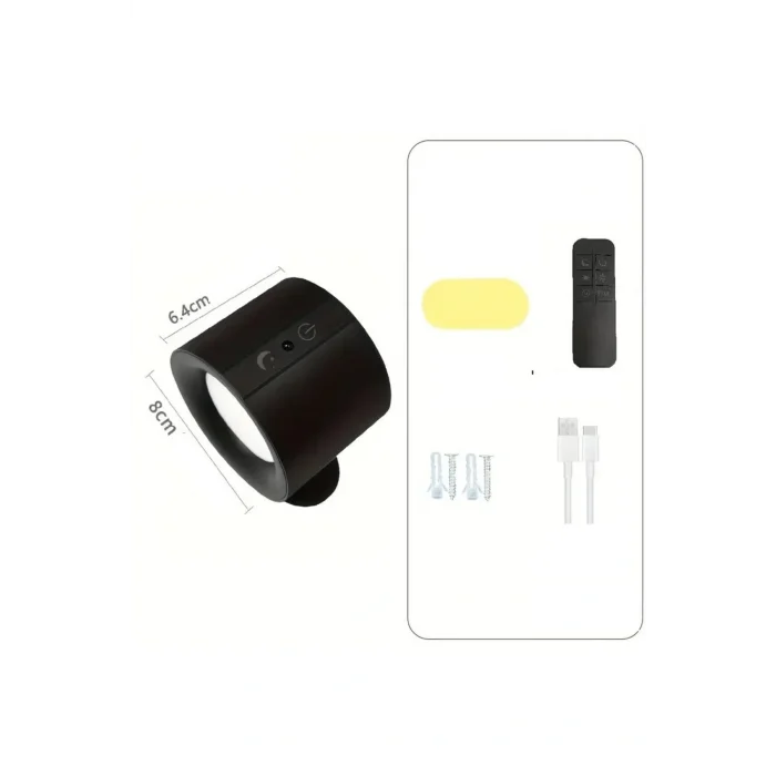 Çift Yönlü Led Aplik (Usb Type C Şarjlı) 3 Mod Renkli, Dimmerli, Kumandalı