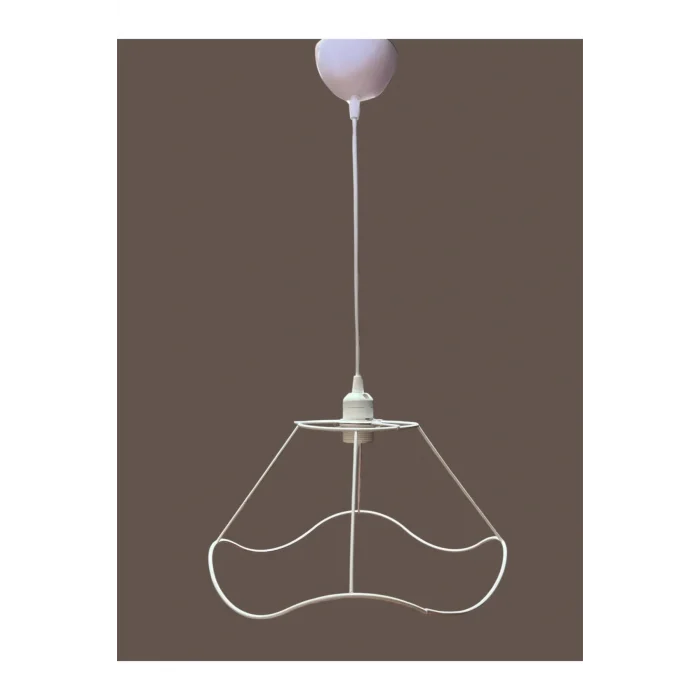 Dalgalı Avize Teli , İskeleti 35*20 Cm Beyaz Statik Boyalı (Duy Takımı Dahil)