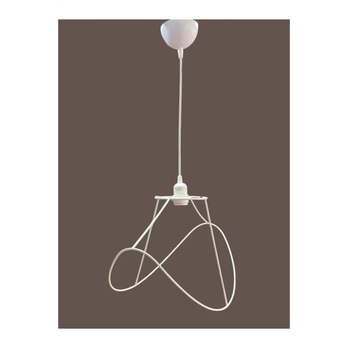 Yaprak Avize Teli , İskeleti (Büyük Boy 50x32 Cm) Beyaz Statik Boyalı (Duy Takımı Dahil)