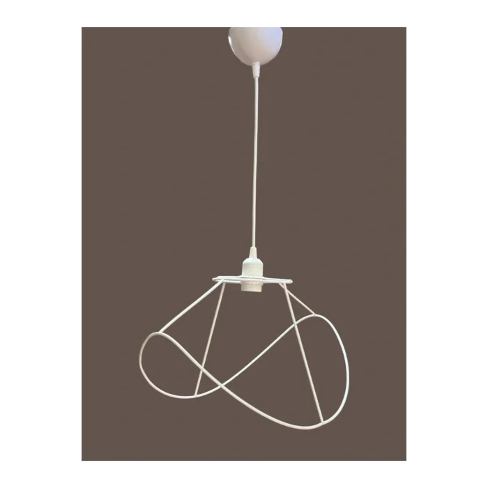 Yaprak Avize Teli , İskeleti (Orta Boy 44x31 Cm) Beyaz Statik Boyalı (Duy Takımı Dahil)