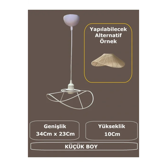 Yaprak Avize Teli , İskeleti (Küçük Boy 34x23 Cm) Beyaz Statik Boyalı (Duy Takımı Dahil)