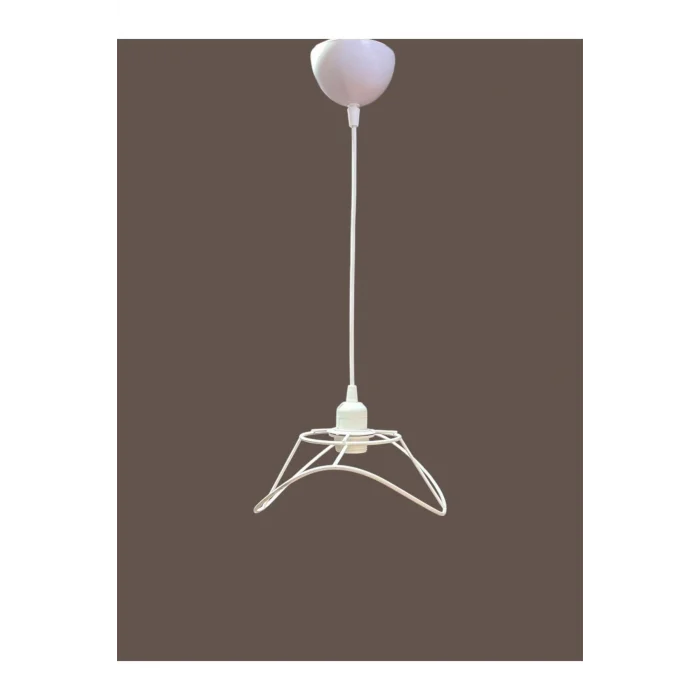 Yaprak Avize Teli , İskeleti (Küçük Boy 34x23 Cm) Beyaz Statik Boyalı (Duy Takımı Dahil)