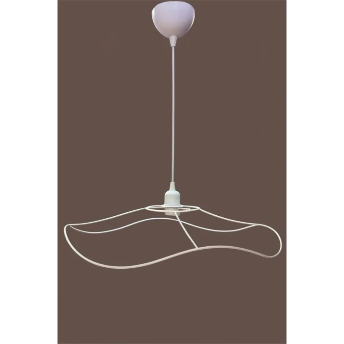 Papatya Avize Teli , İskeleti 50x10 Cm Beyaz Statik Boyalı (Duy Takımı Dahil)