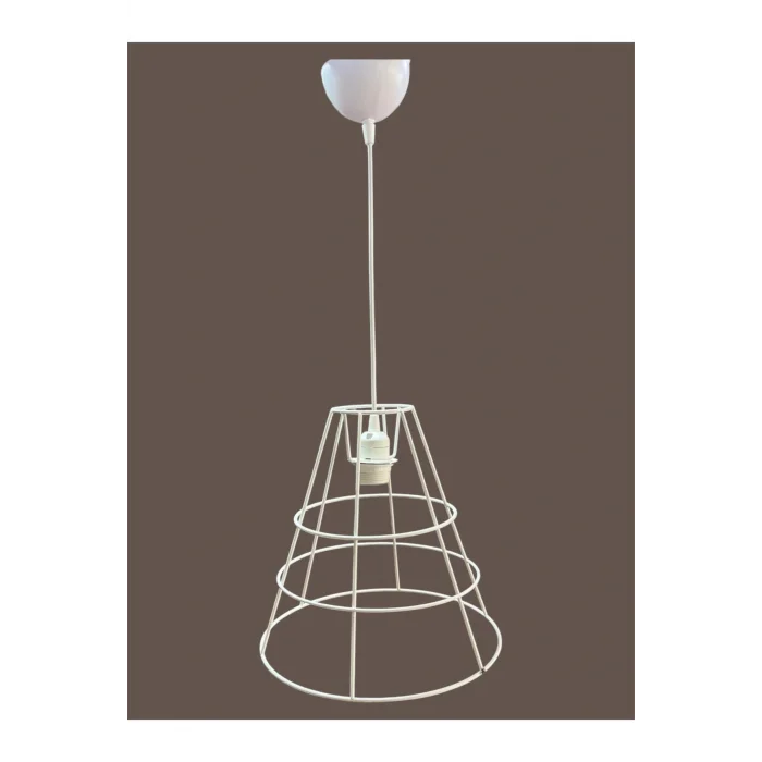 Huni Avize Teli , İskeleti (Uzun Boy 30x30 Cm) Beyaz Statik Boyalı (Duy Takımı Dahil)