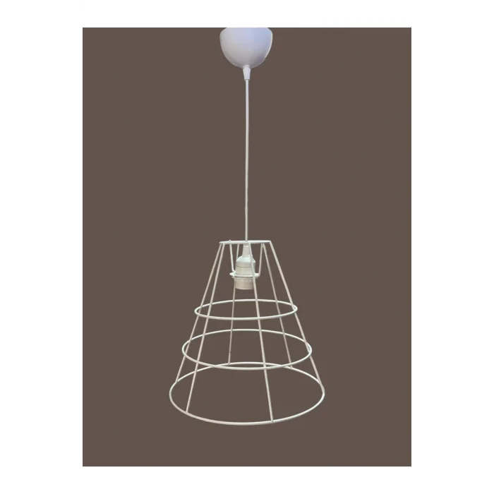 Huni Avize Teli , İskeleti (Uzun Boy 30x30 Cm) Beyaz Statik Boyalı (Duy Takımı Dahil)