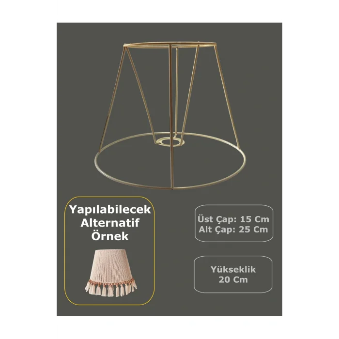 Konik Abajur Teli , İskeleti Krem Statik Boyalı E27 (25 Cm)