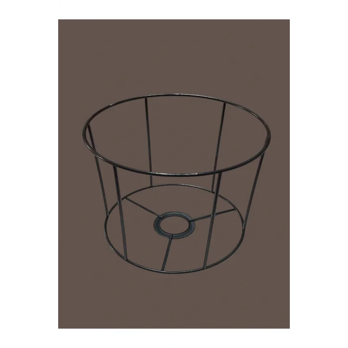 Silindir Abajur, Aplik Teli , İskeleti (Kısa Boy) Siyah Statik Boyalı E27 (20x15 Cm)