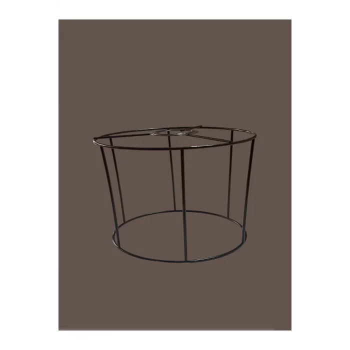 Silindir Abajur, Aplik Teli , İskeleti (Kısa Boy) Siyah Statik Boyalı E27 (20x15 Cm)