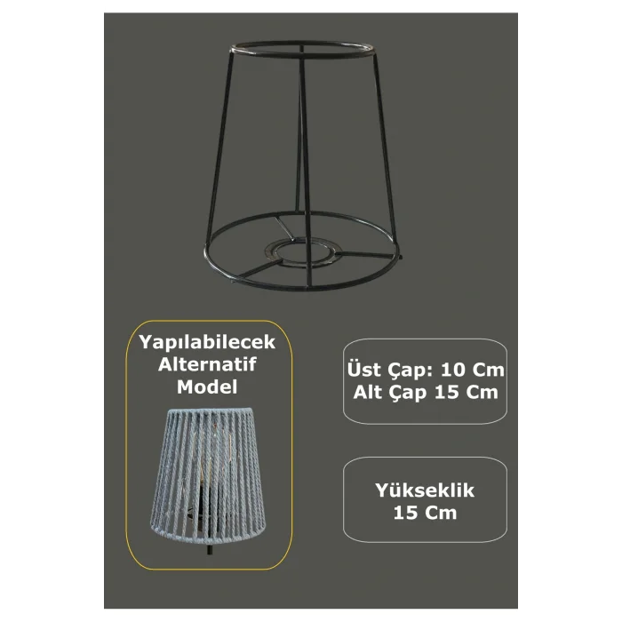 Konik Aplik Teli , İskeleti Siyah Statik Boyalı E27 (Çap 10 Cm)