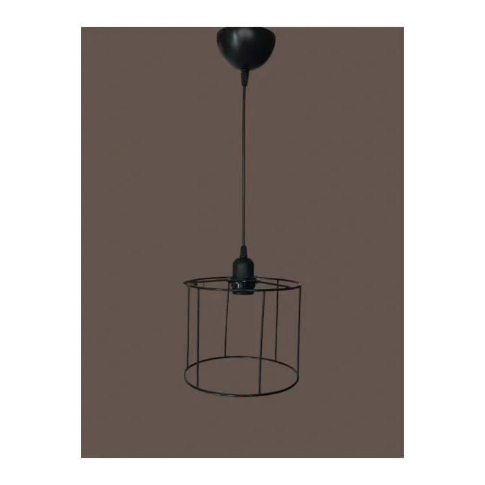 Silindir Avize Teli , İskeleti (Küçük Kısa 20x15 Cm) Siyah Statik Boyalı (Duy Takımı Dahil)