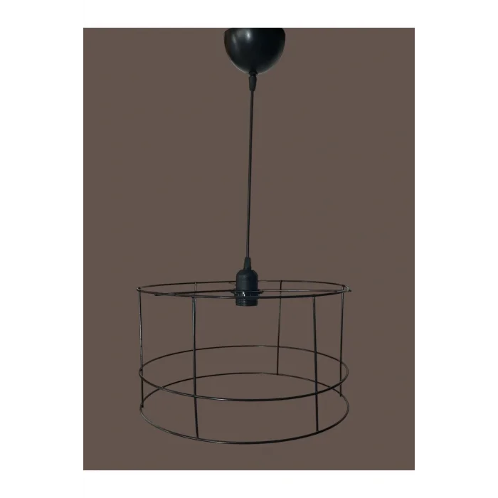 Silindir Avize Teli , İskeleti (Büyük Boy 35x20 Cm) Siyah Statik Boyalı (Duy Takımı Dahil)